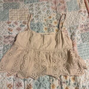 American Eagle Outfitters Beige Eyelet Camisole